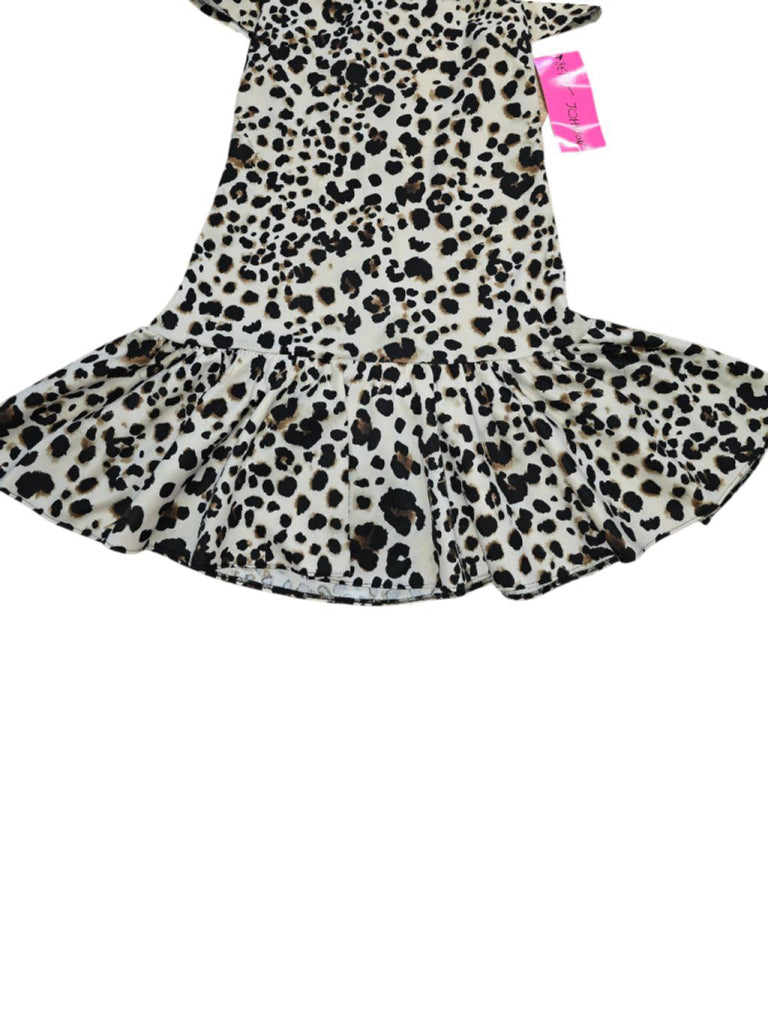 Women's Betsey Johnson Dress, Size 4, Leopard Print, Ruffle Hem Short Sleeve