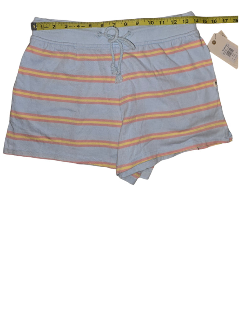 Women's Billabong Feeling Free Set Shorts M Oversized Top XS Blue Yellow Striped