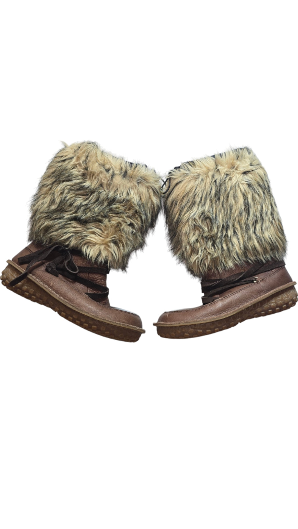 Women's SOREL-Ahnah Faux Fur Brown Leather Boots Size 7 Thinsulate Insulated