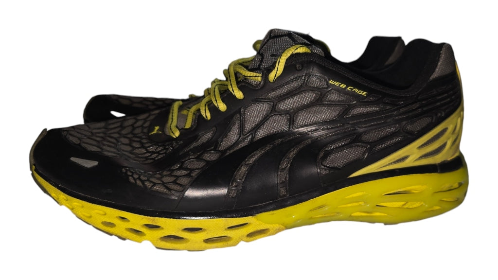 Men's Puma Web Tech Running Shoes Black Yellow Sneakers Size 9 Sport Lifestyle