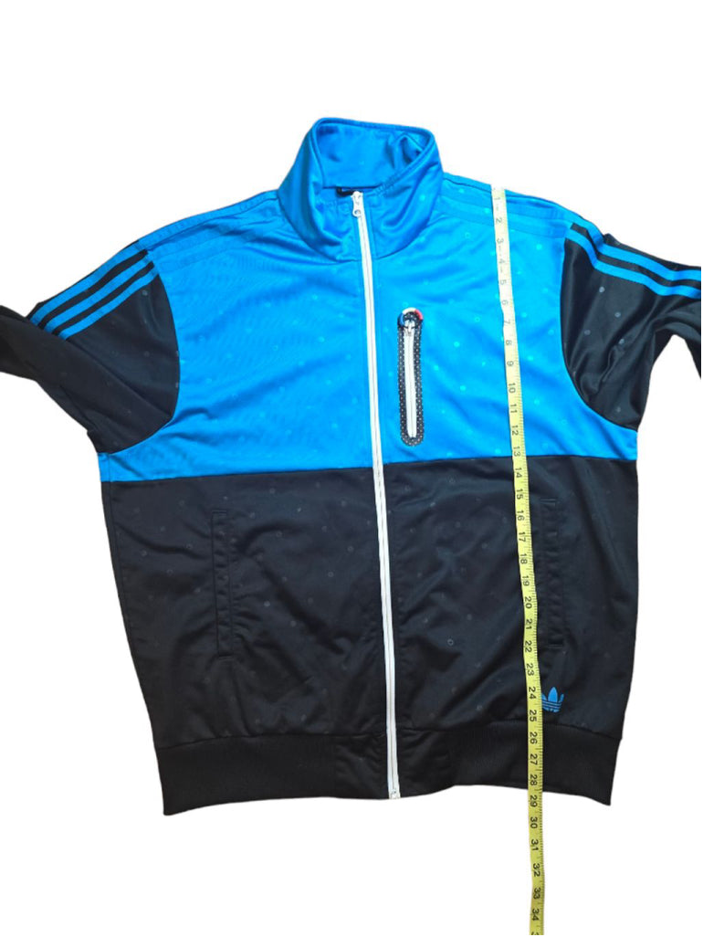 Vintage Adidas Men's Blue and Black Polkadot Track Jacket Size XL Rare 2013