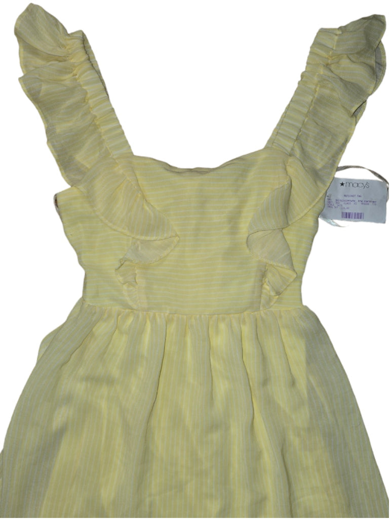 Women's BCBGGeneration Yellow & White Striped Dress Fit & Flare Ruffle Size XXS