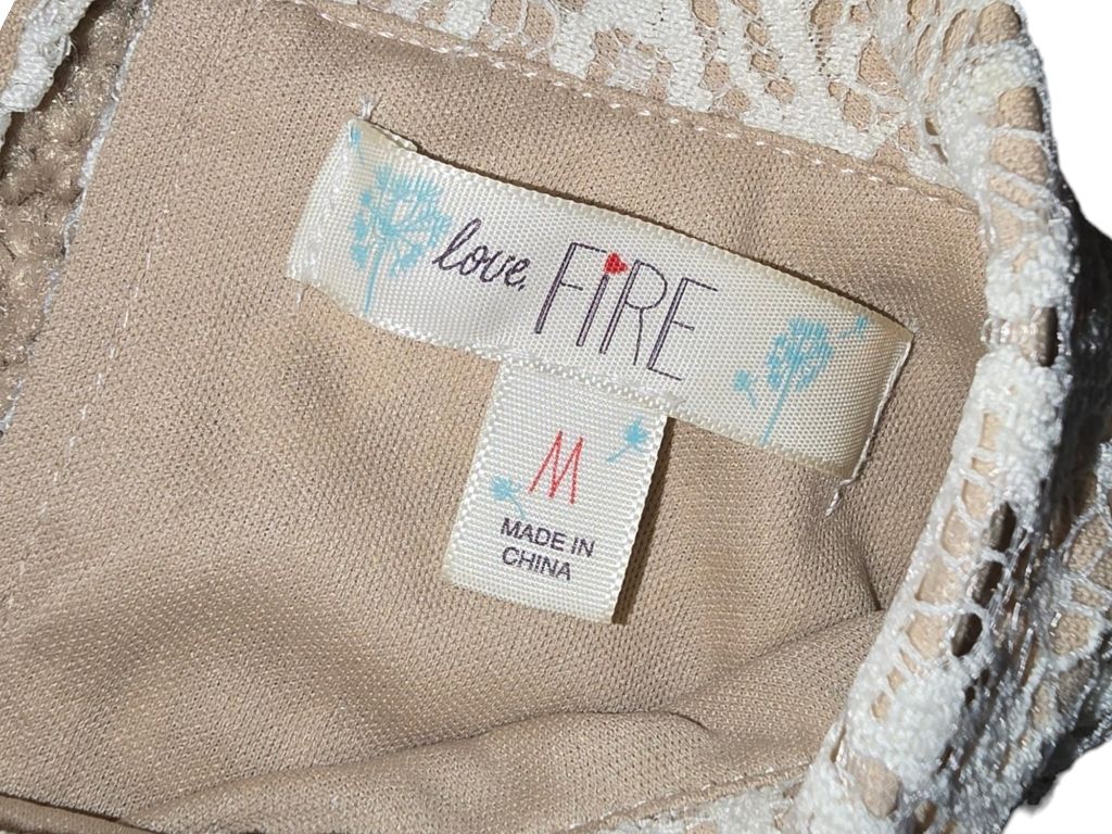 Love Fire White Lace Fully Lined Top - Size M