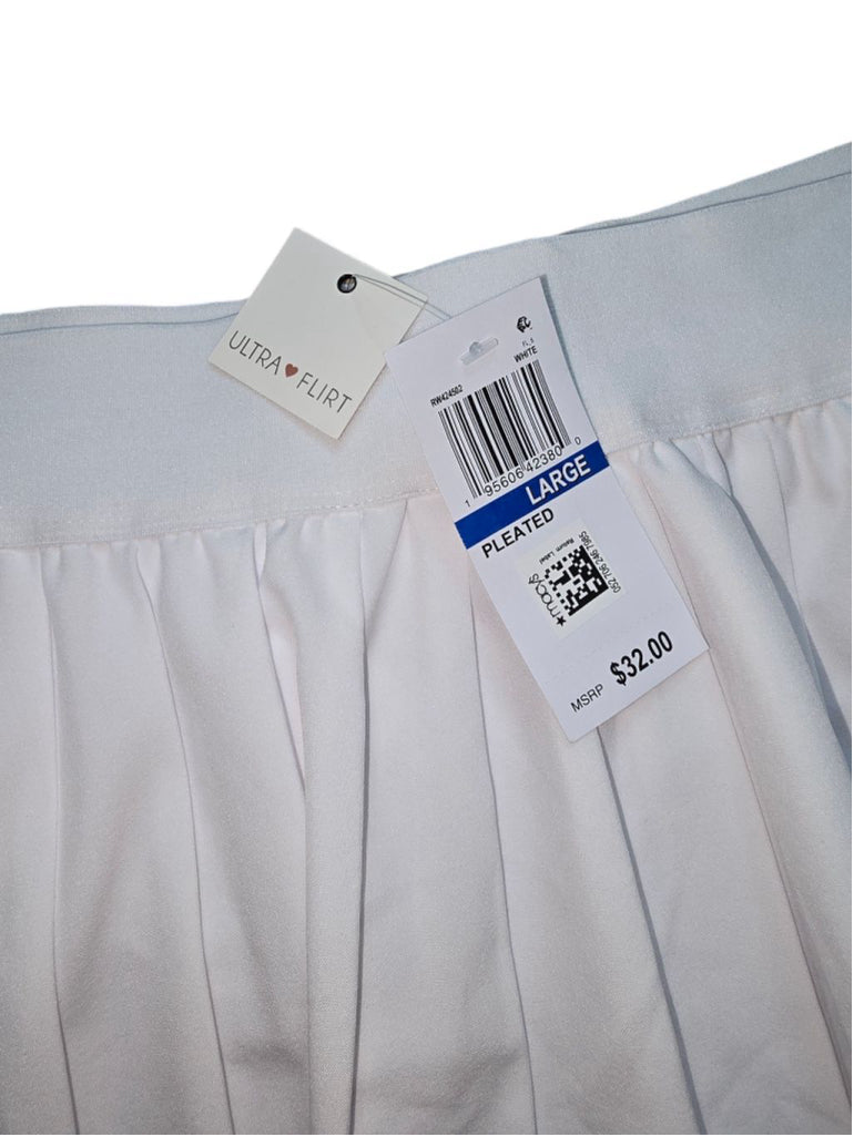 Women's Ultra Flirt White Pleated Tennis Skirt - Size L Skort