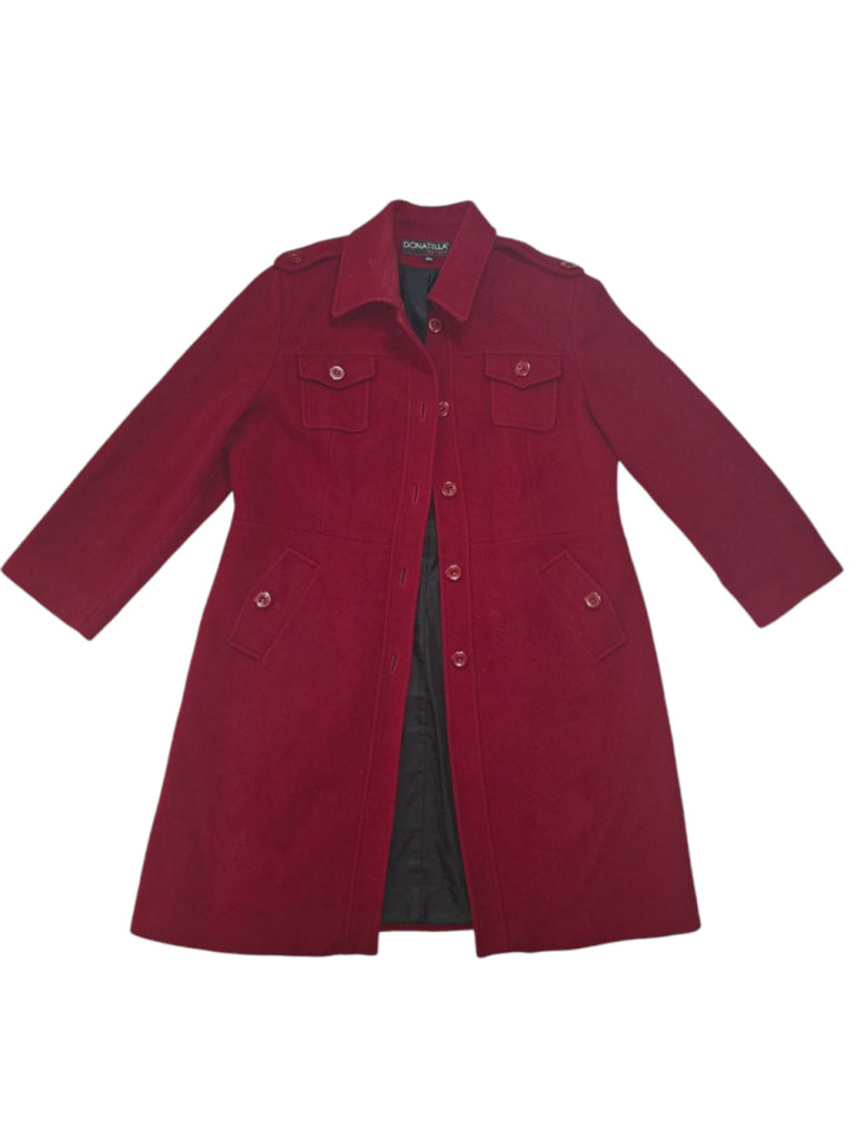 Women's Donatella Sport Wool Coat Red XL Long Peacoat