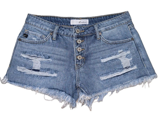 KanCan Distressed Denim Jean Shorts Size 3 Waist 25 Blue