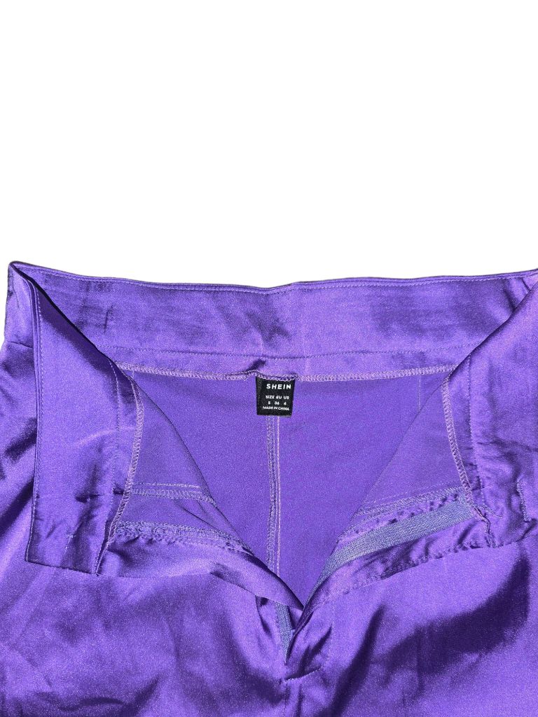 Women's Shein Purple Satin Button Up Shirt and Pants Set Size M