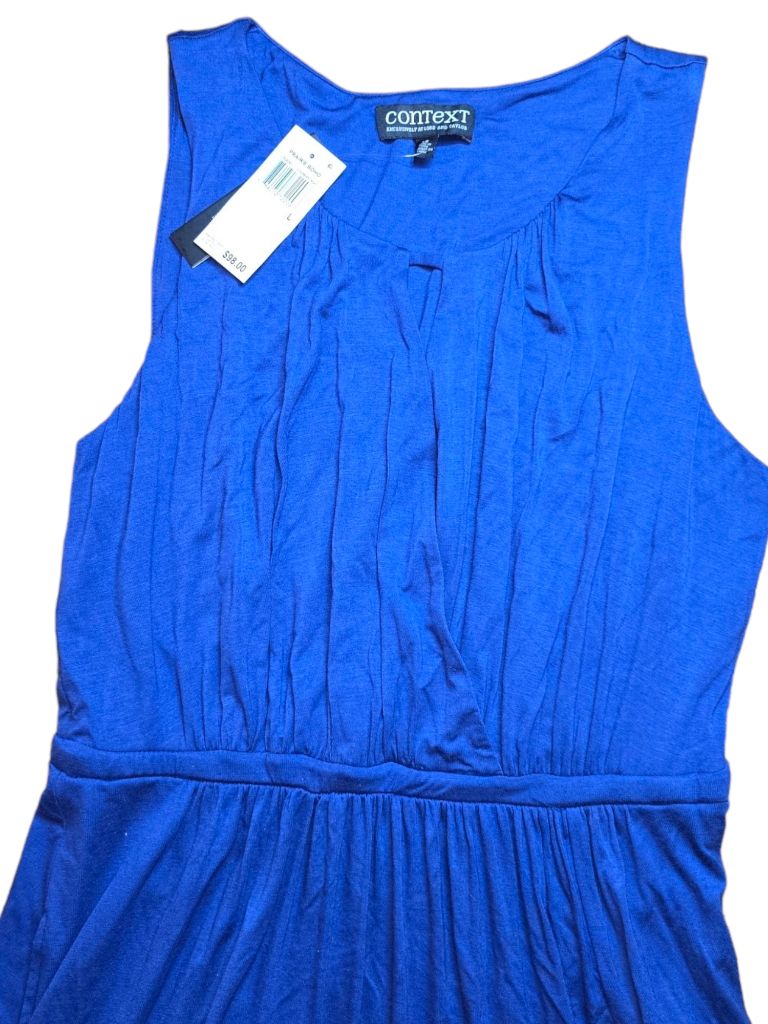 Women's Context Royal Blue Maxi Sundress Size LARGE Leg Slit Dress *MSRP $98*