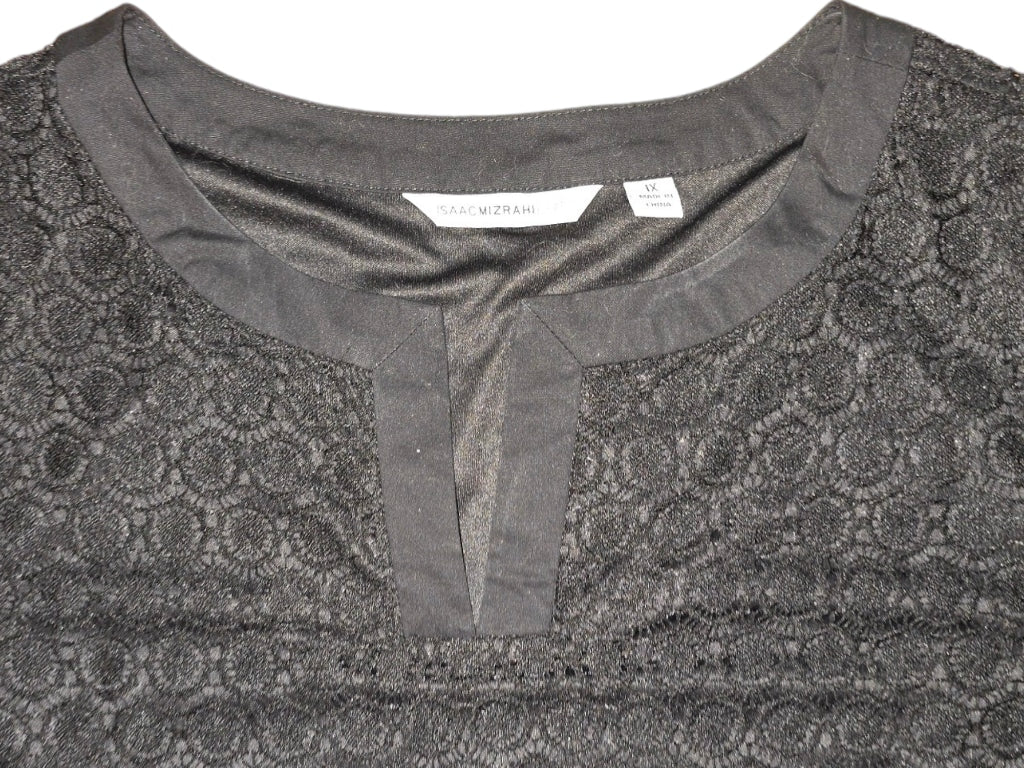 Women Isaac Mizrahi Black Lace Over Lay Dress 1X