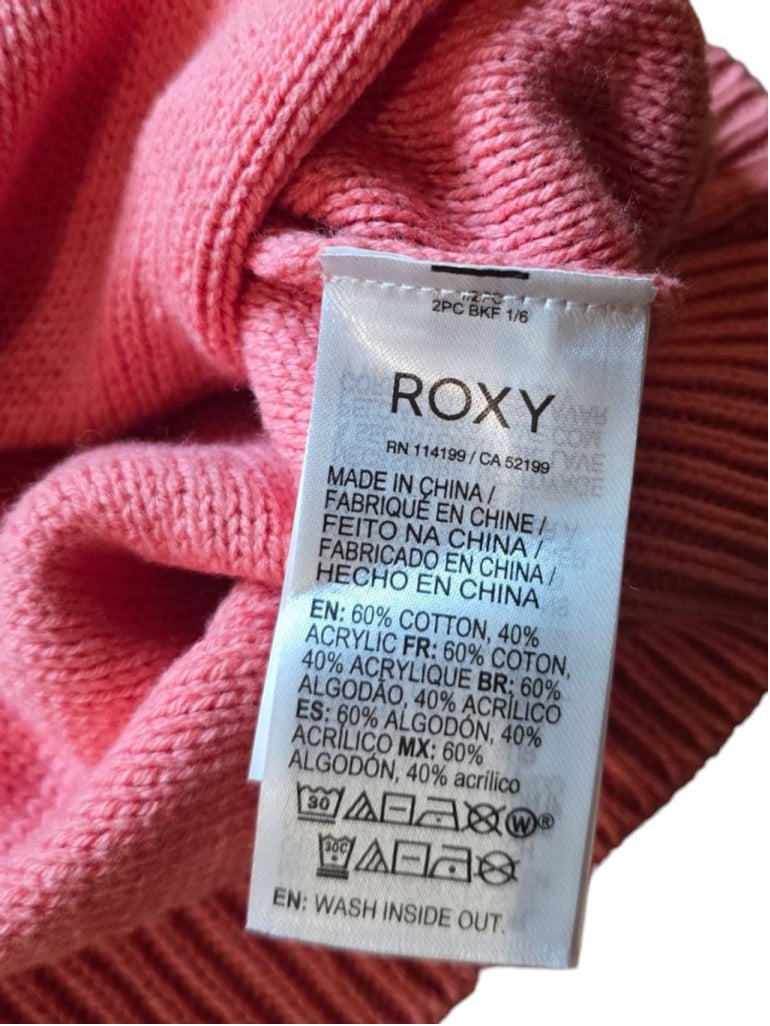 Women's ROXY Loft Music Pink Sweater Balloon Long Sleeve Size Large