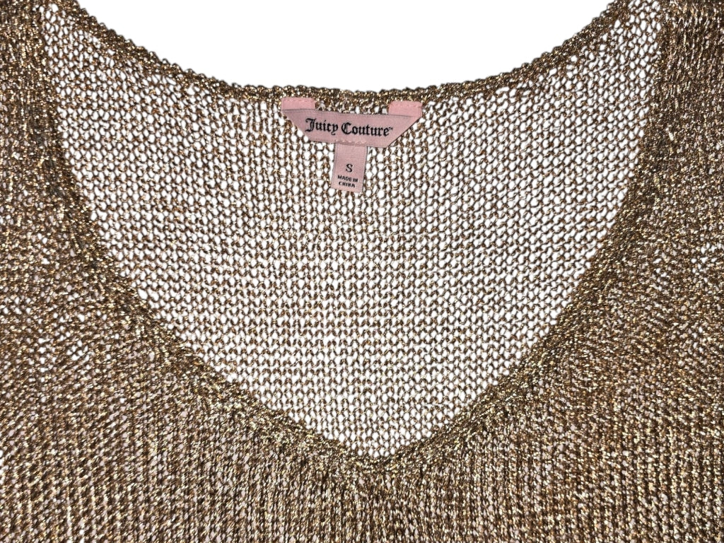 Vintage Y2K Women's Juicy Couture Metallic Gold Tank Top Size S Sheer Swim Cover