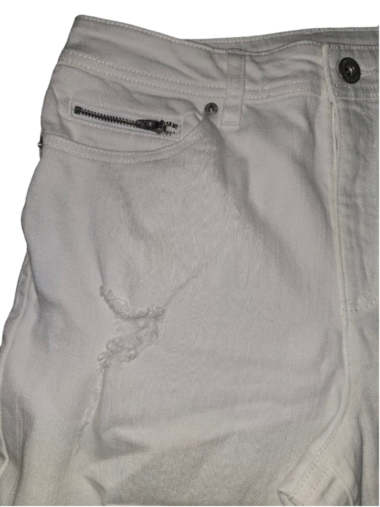 Women's INC International Concepts White Denim Distressed Bermuda Shorts SZ 6/28