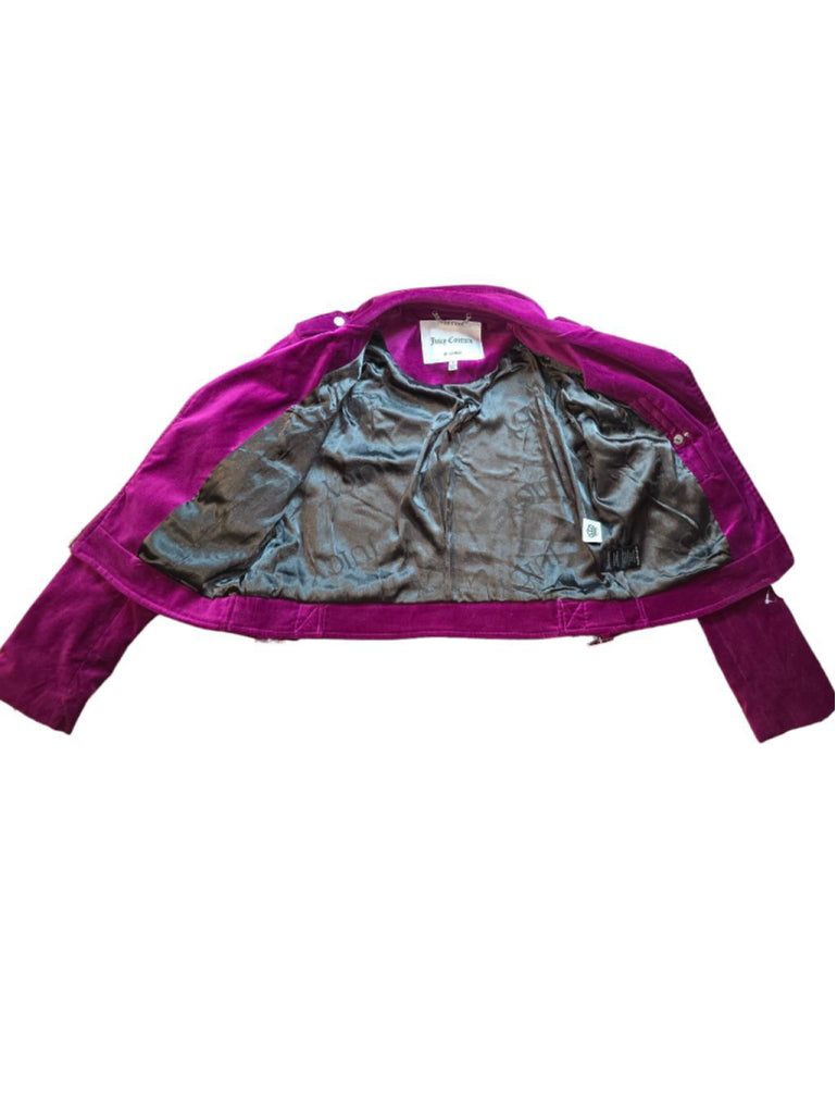 Women's Juicy Couture Pink Fuschia Velvet Vanessa Moto Jacket - Size S