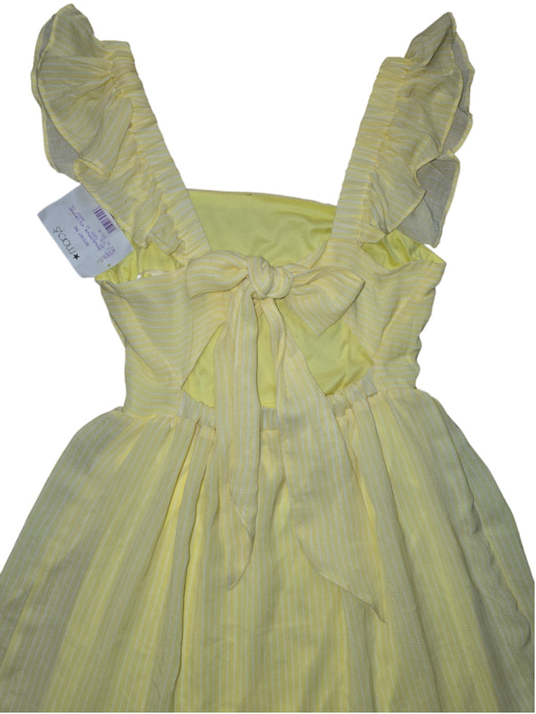 Women's BCBGGeneration Yellow & White Striped Dress Fit & Flare Ruffle Size XXS