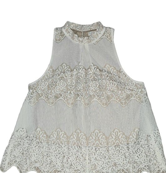 Love Fire White Lace Fully Lined Top - Size M