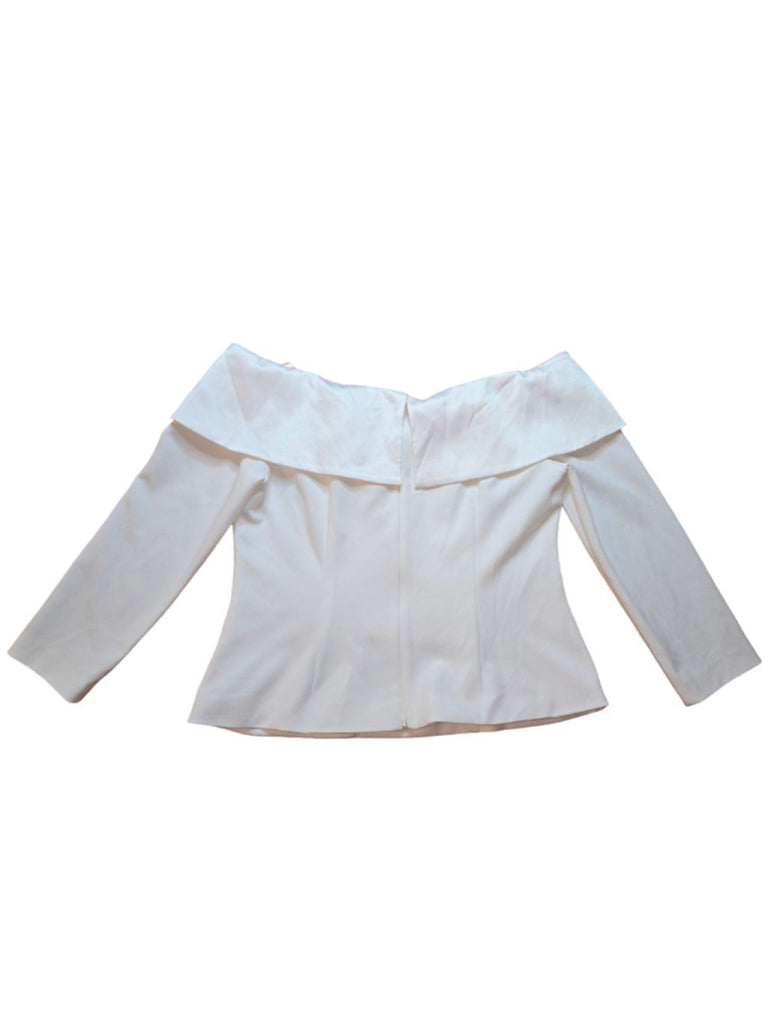 Women's Adrianna Papell White Off Shoulder Blazer Top Size 10P