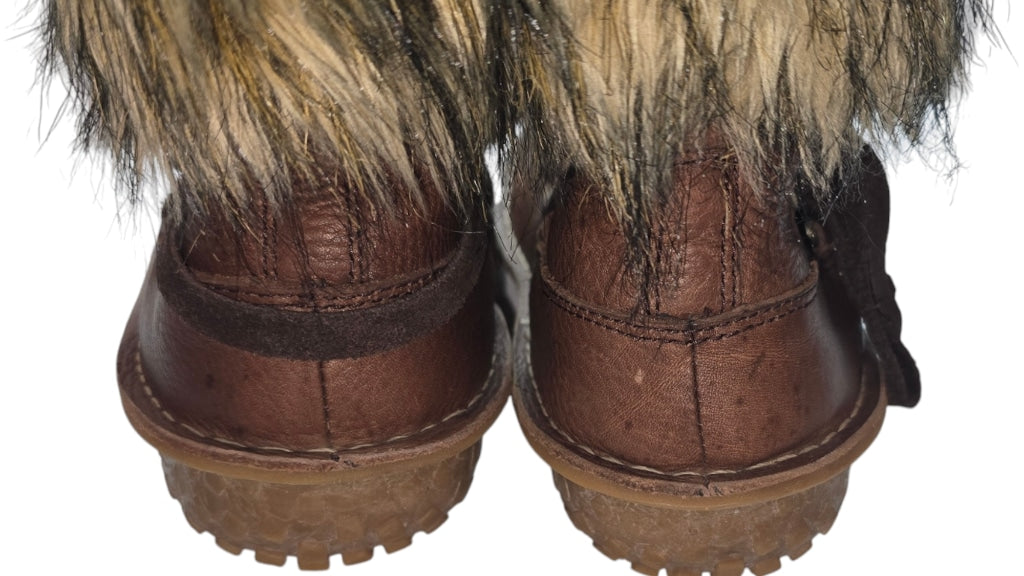 Women's SOREL-Ahnah Faux Fur Brown Leather Boots Size 7 Thinsulate Insulated