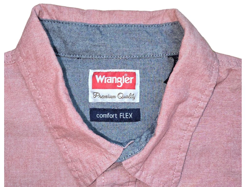 Men's Wrangler Comfort Flex Red Button Down Short Sleeve Shirt Size XL