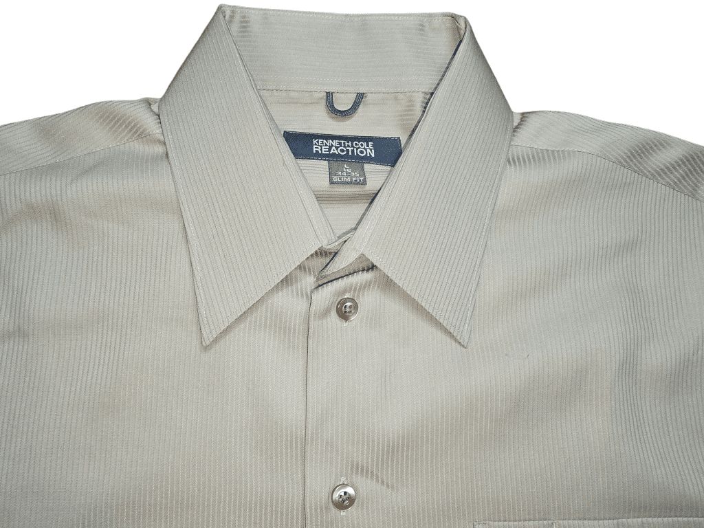 Men's Kenneth Cole Reaction Beige Slim Fit Lightweight Dress Shirt Size L