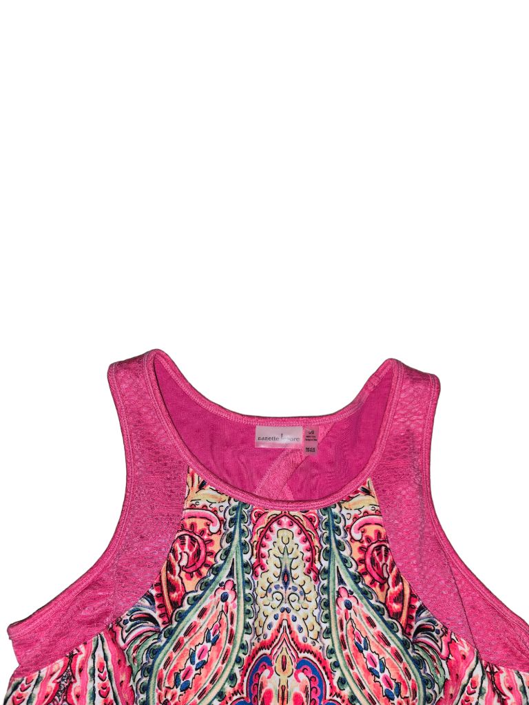 Nannette Lepore Pink Paisley Active Dress Built In Bra LARGE