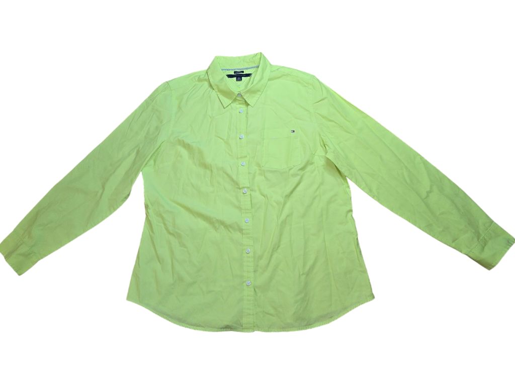 Women's Tommy Hilfiger Classic Fit Neon Green Button Down Shirt Size XL