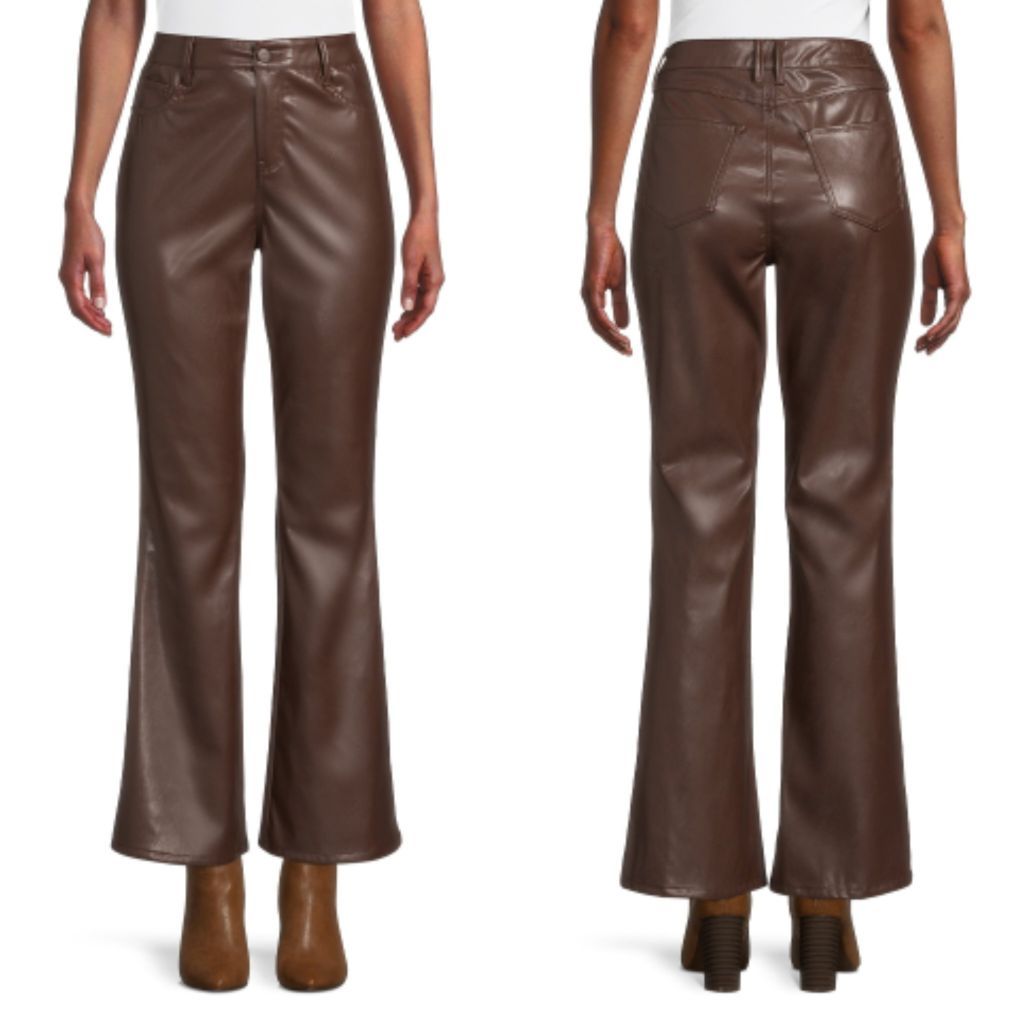 Women's DollHouse Brown Faux Leather Jackie Flare Pants - Size 15/16