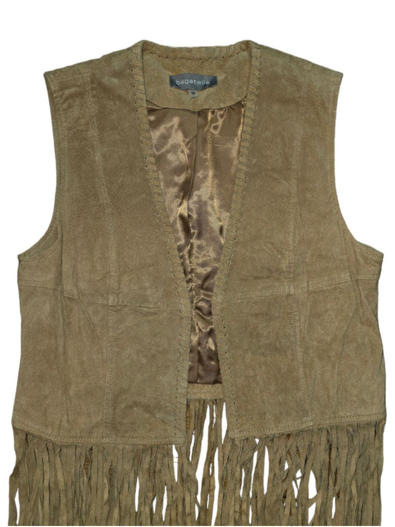 Women's Bagatelle Brown Fringe Suede Vest Size M Genuine Leather Festival