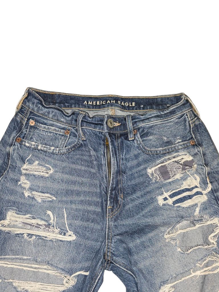 American Eagle 90s Boyfriend Ultra Distressed Bandana Peekaboo Jeans SZ6 Short