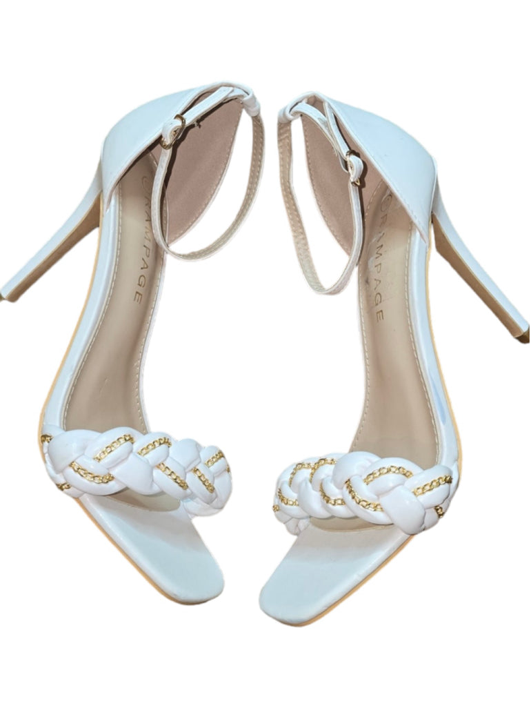 Women's Rampage White Gold Braided Sandals Size 10 Ankle Strap