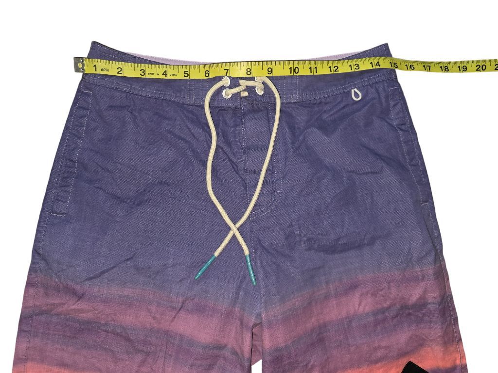 Vintage Men's American Eagle Purple and Pink Striped Swim Trunks Size XS