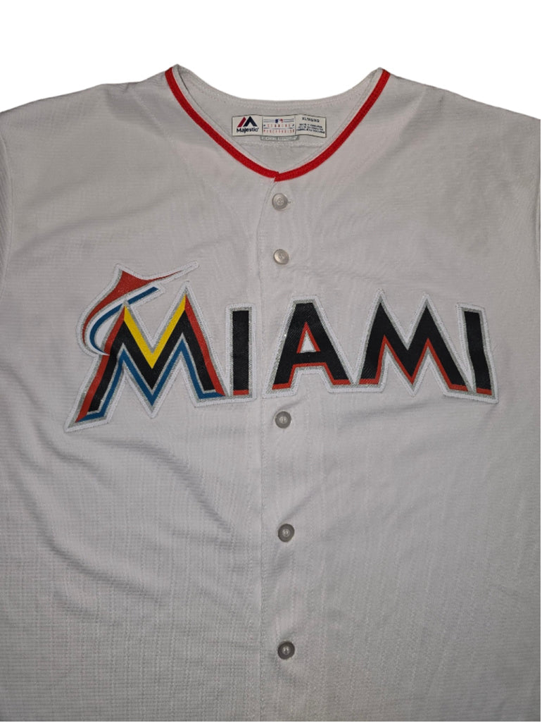 Men's Majestic MIAMI 2014 Baseball Jersey XL White Red BAGBOI #9