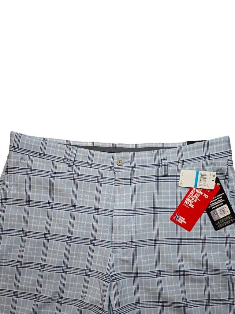 Men's PGA TOUR Blue Plaid Stretch Shorts Size 36 MSRP $65