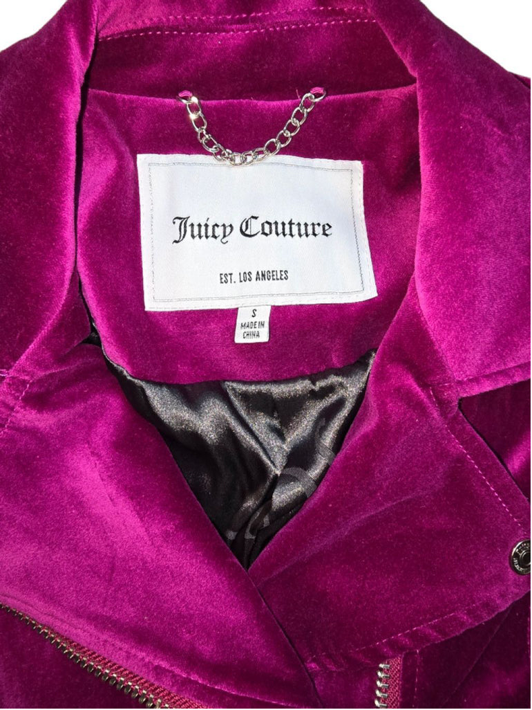 Women's Juicy Couture Pink Fuschia Velvet Vanessa Moto Jacket - Size S