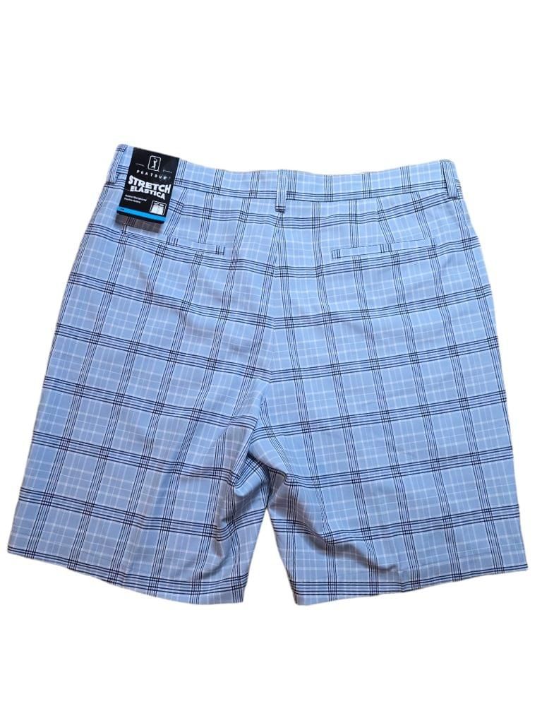 Men's PGA TOUR Blue Plaid Stretch Shorts Size 36 MSRP $65