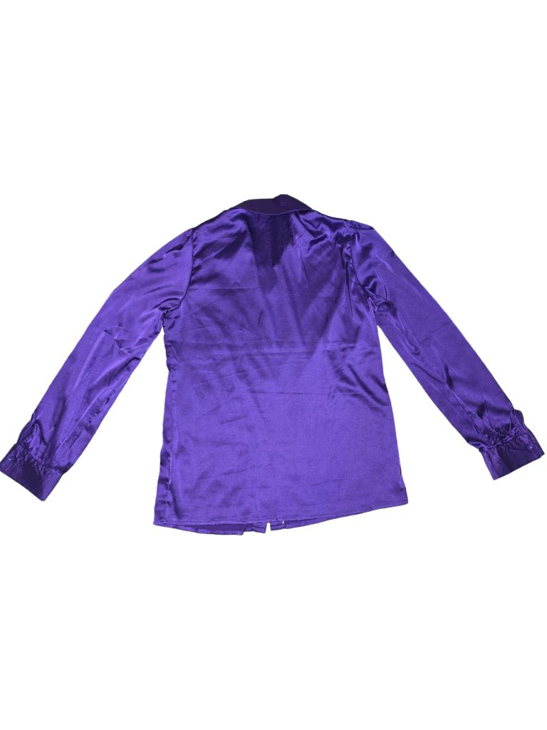 Women's Shein Purple Satin Button Up Shirt and Pants Set Size M