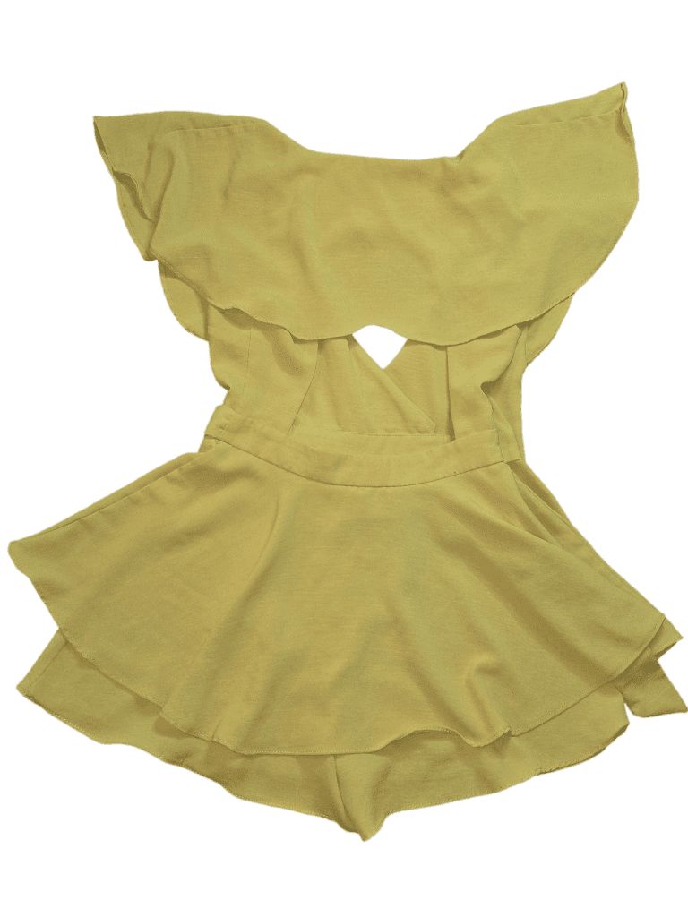 Women's DO+BE Mustard Yellow Wrap Dress Romper Size S Open Back