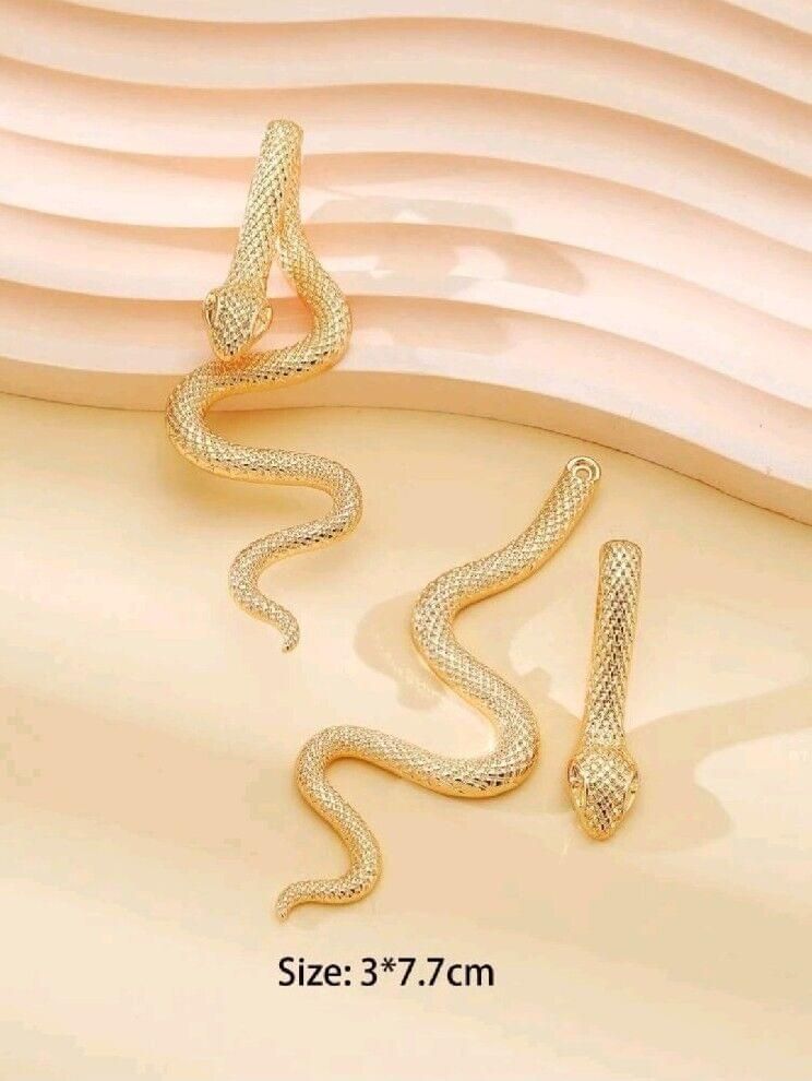 Faux Gold Snake Design Drop Earrings