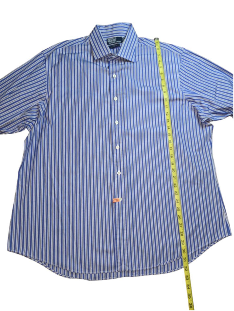 Men's Polo Ralph Lauren Blue White Striped Shirt Size XXL Regent Cuatom Fit