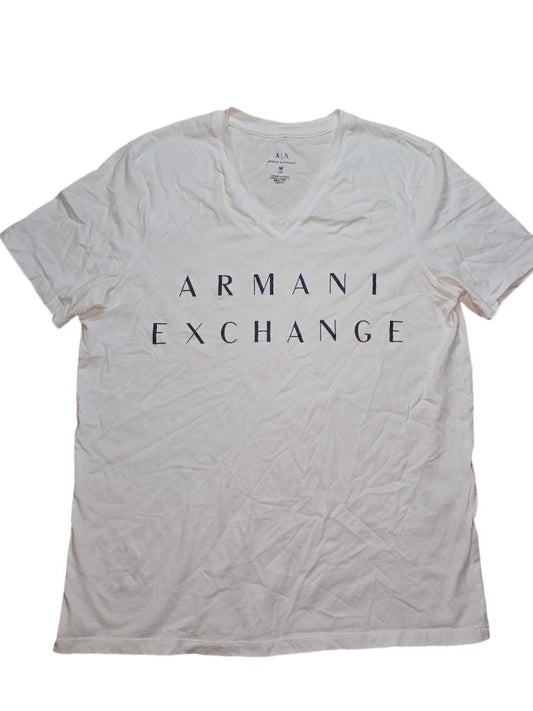 Men's Armani Exchange White V-Neck T-Shirt - Size M