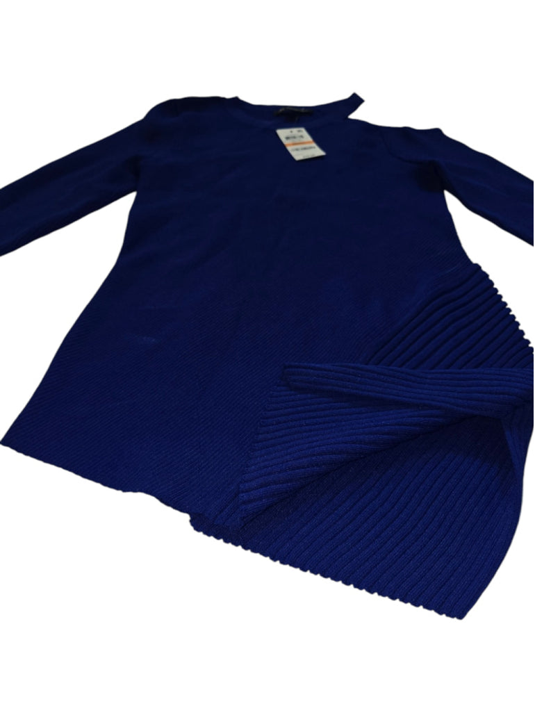 NWT INC Blue sweater cut out shoulder & Asymmetrical Long Sleeve Small MSRP $79