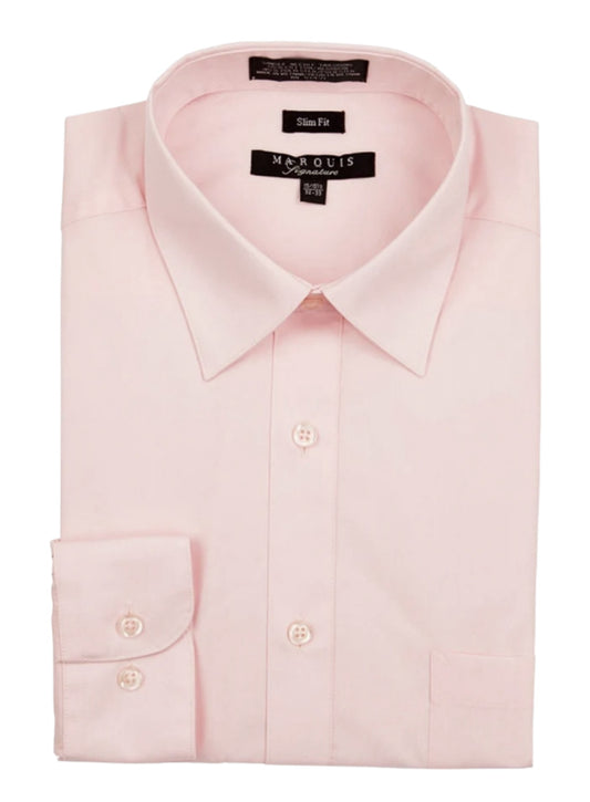 Marquis Men's Blush Pink Long Sleeve Slim Fit Dress Shirt 17-17 1/2, 32/33