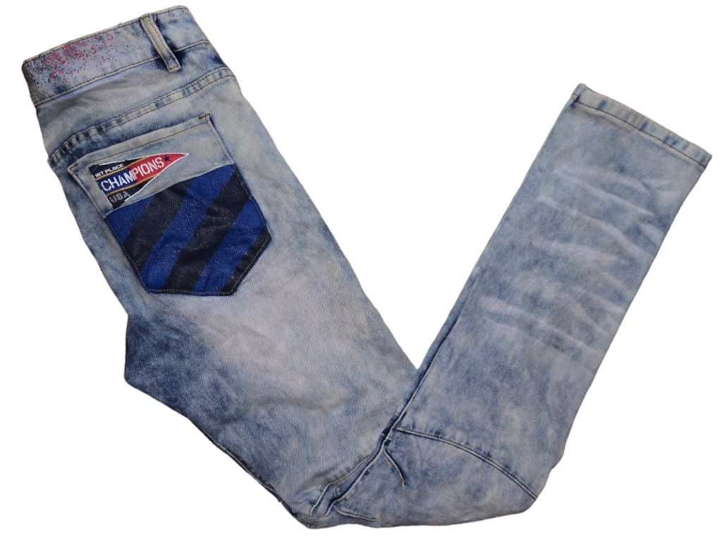 Men's Reason Brand Retro Blue Distressed Skinny Jeans Size 32 Yacht Crew