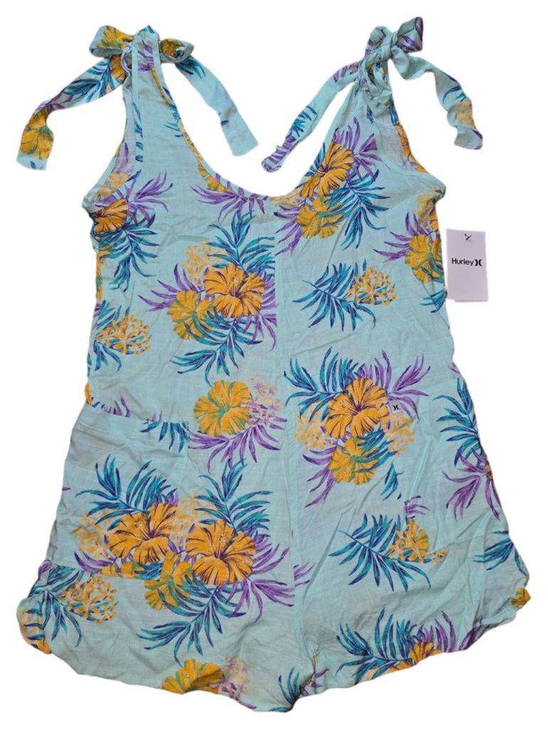 Hurley Women's Blue Floral Romper Size S Beach Pool Cover Up