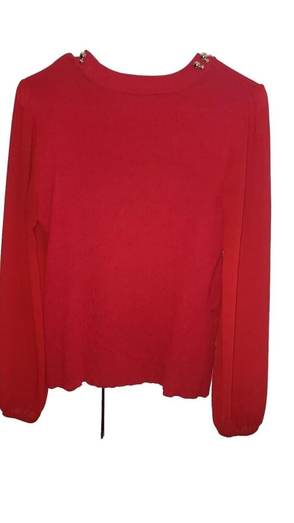 INC International Concepts - Long Sheer Sleeve Sweater RED GOLD STUDDED MEDIUM