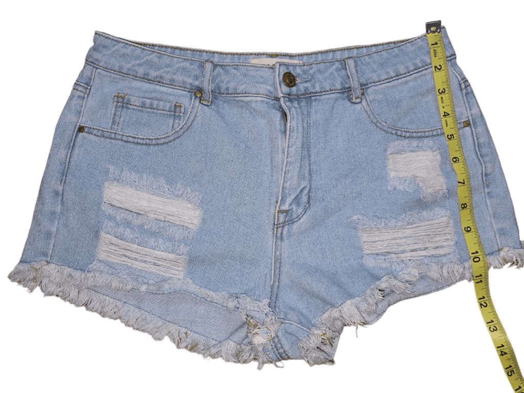 Women's PacSun Light Blue Distressed High Rise Festival Denim Shorts Size 29