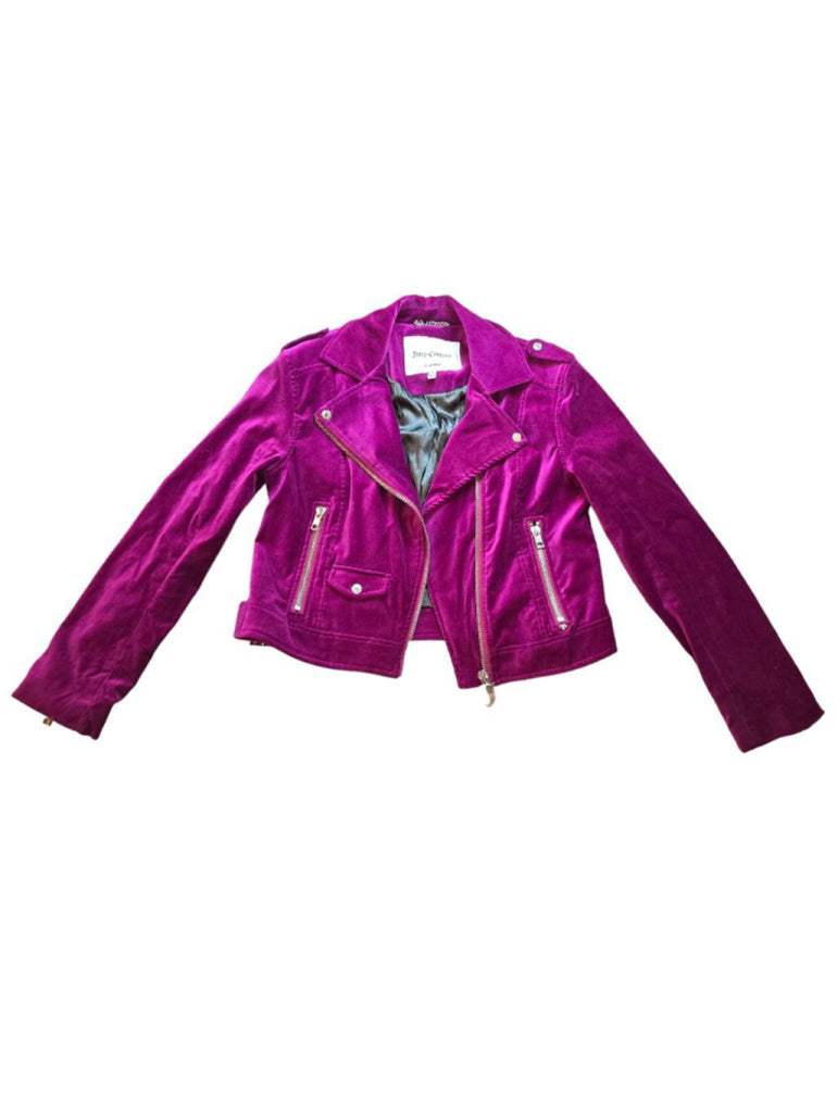 Women's Juicy Couture Pink Fuschia Velvet Vanessa Moto Jacket - Size S