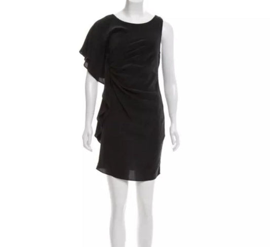 Women's Maje Black Silk Drape Sheath Dress Size 1