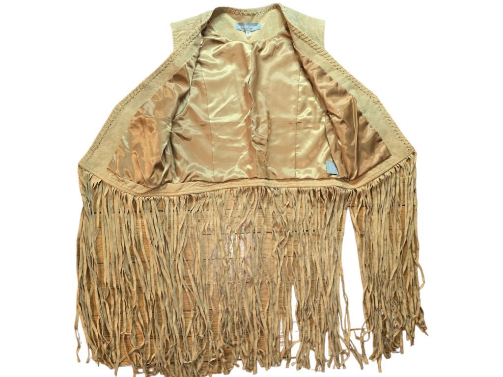 Women's Bagatelle Brown Fringe Suede Vest Size M Genuine Leather Festival