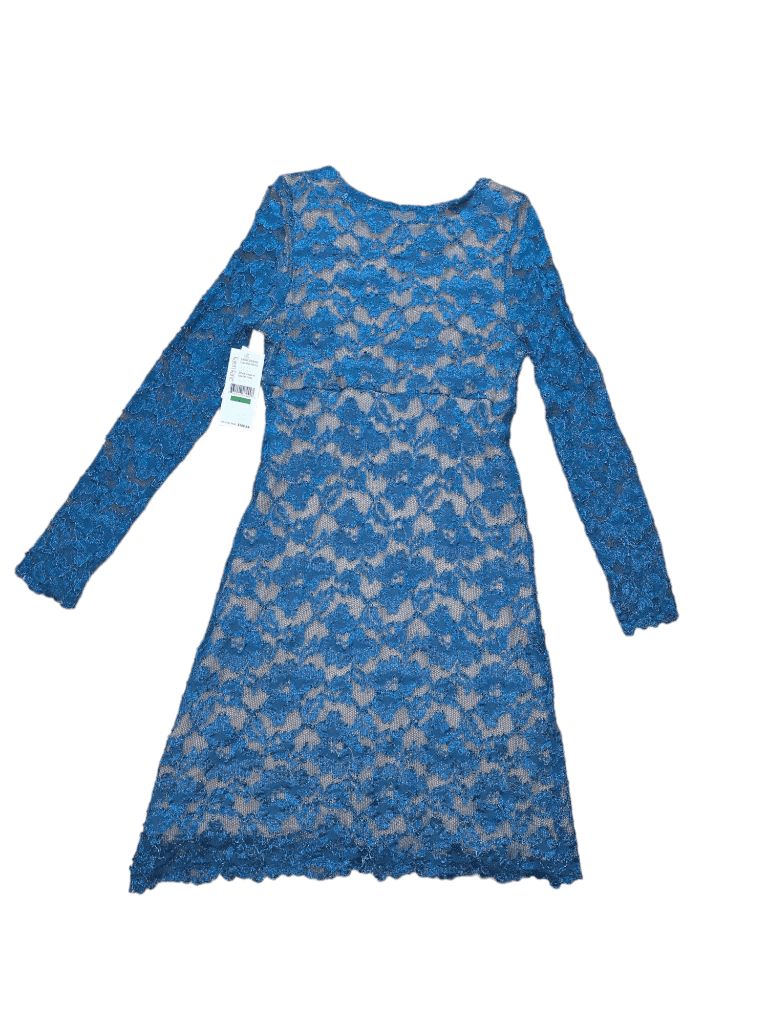 Women's Karen Kane Blue Lace A line Dress Long Sleeve Size L MSRP $108