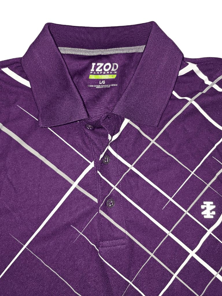 Men's IZOD Purple Geometric Golf Polo Shirt Size L